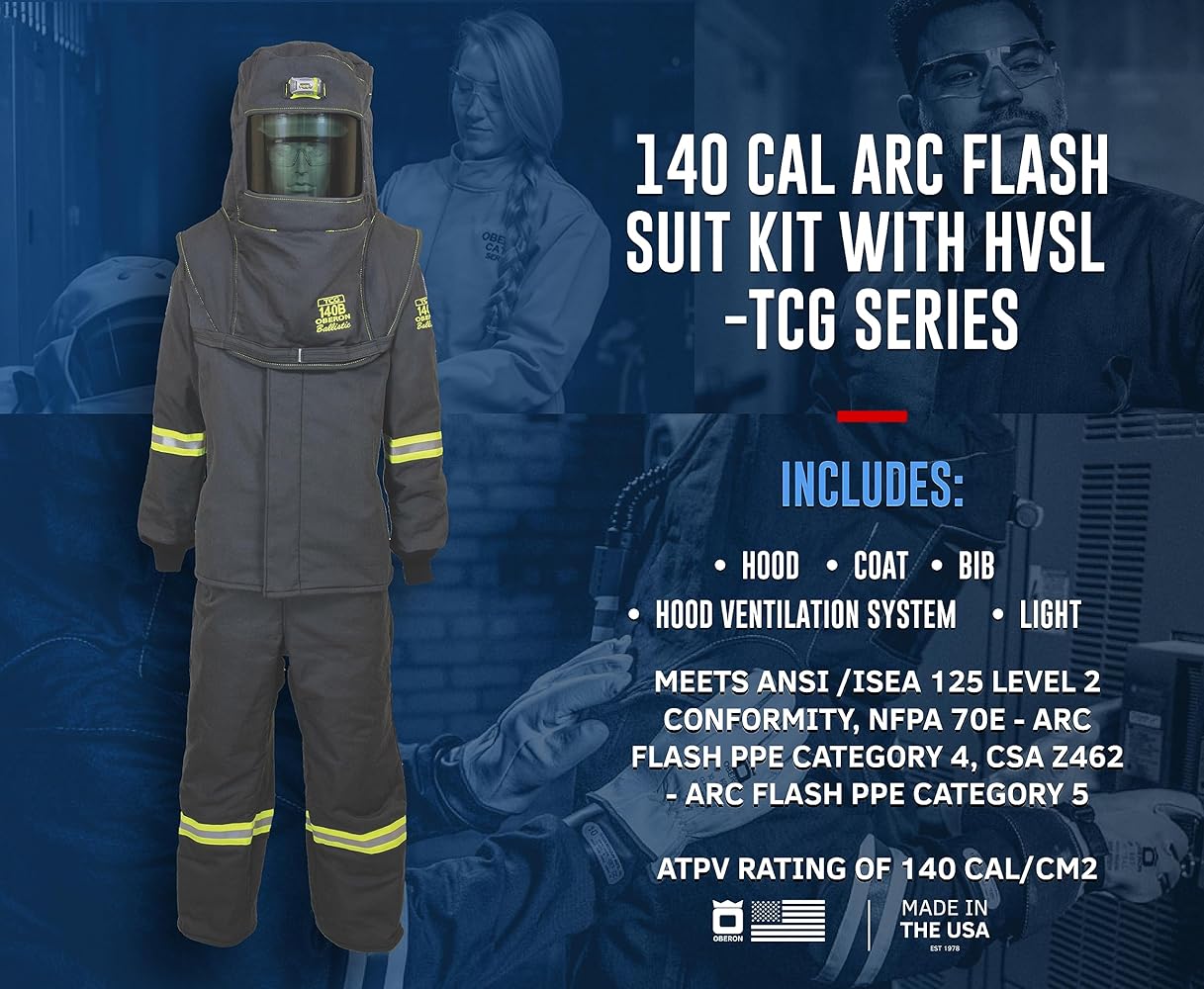 OBERON Arc Flash Suit Kit - 140 Cal - Includes Hood, Coat